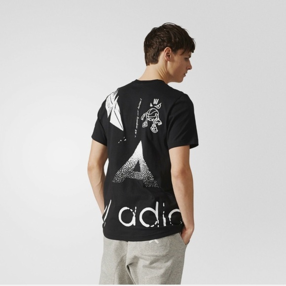 Adidas Originals Sketchbook Off Placement Trefoil Black T shirt Size Medium - Picture 2 of 11